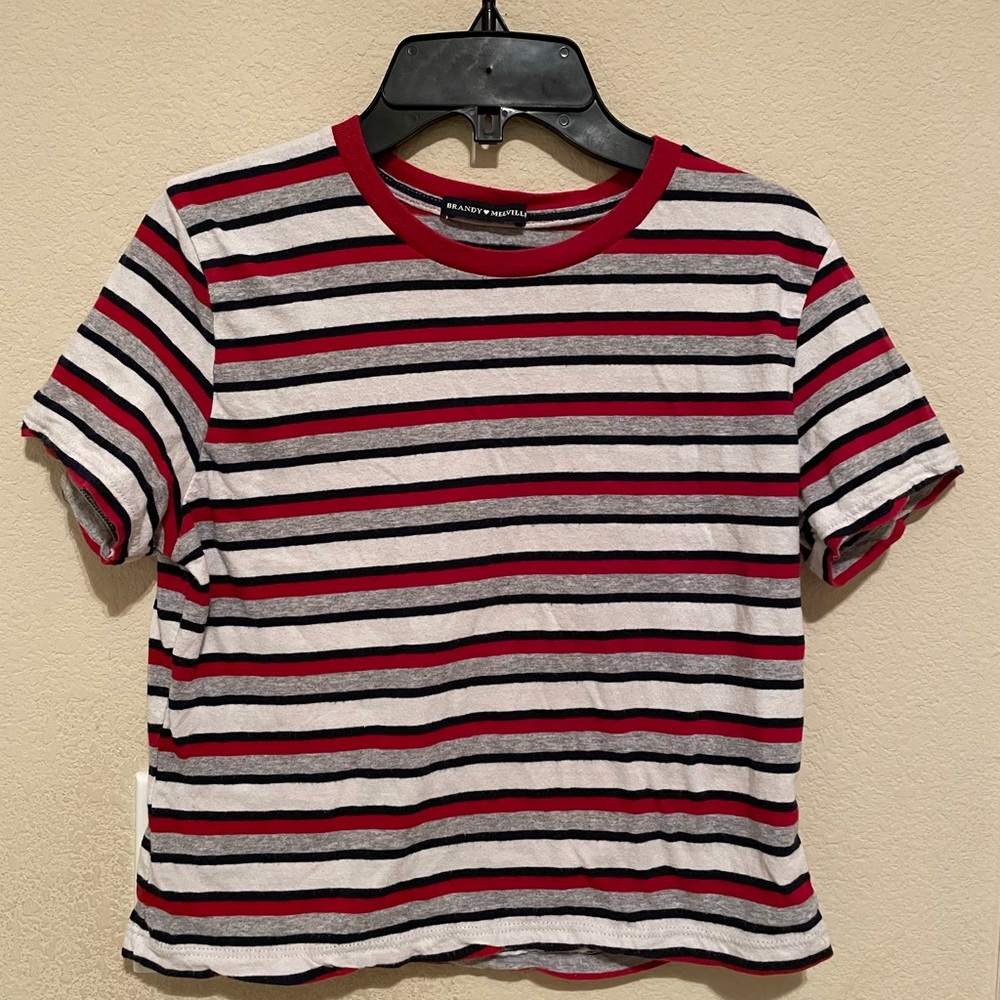 Brandy Melville striped red/black/grey shirt